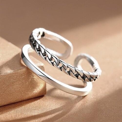 SHQIYAYI Casual Vintage Fashion Jewelry Open Rings Adjustable Multifinger Bohemian Style Hollow Chain Anniversary Gift 085