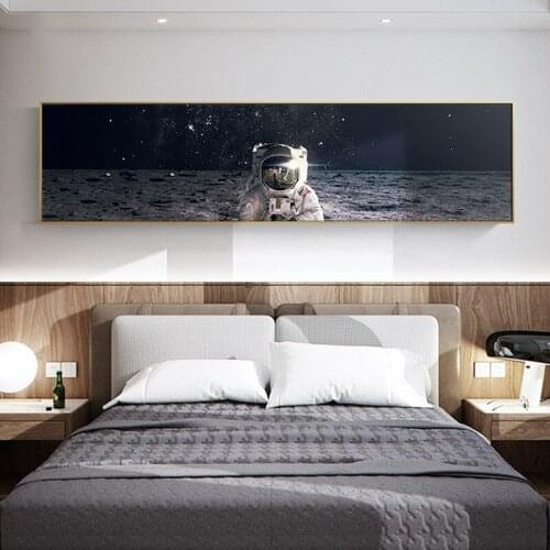 Nordic Space planet astronaut Long Picture wall Poster painting living room bedroom room head Canvas Painting Wall Art Mural