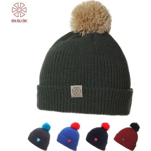 SN.SU.SK Brand Unisex Famous Cap Fashion Man Women Skiing Warm Winter Knitted Knitting Ski Hat Beanies Turtleneck Cap 5 Color