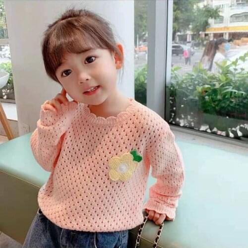 Girl Sweater Kids Baby Outwear Tops 2021 Flower Fleece Thicken Warm Winter Autumn Knitting Party Children Clothing