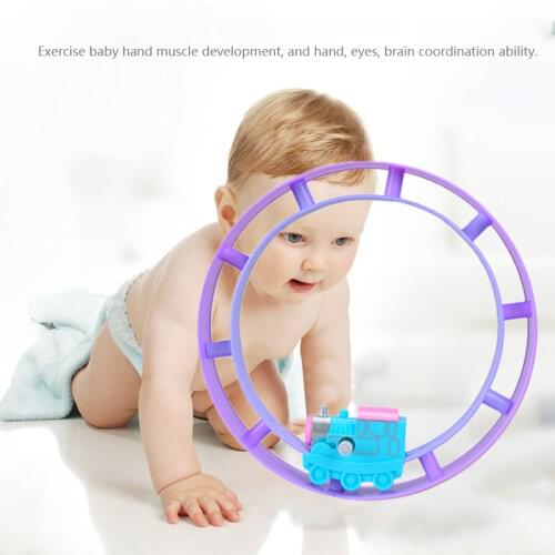 Track Rolling Circle Cartoon Train Toy On the Chain Clockwork Toy Gift Small Train Children Tumbling Track Toy Car Toy Fun
