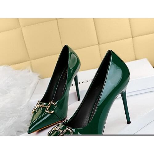 Womens Shoes Fashion Sexy PU Stiletto Heels Pumps Stitching Buckle Pointed Toe Office & Career Ladies NEW 2021 Spring/Autumn