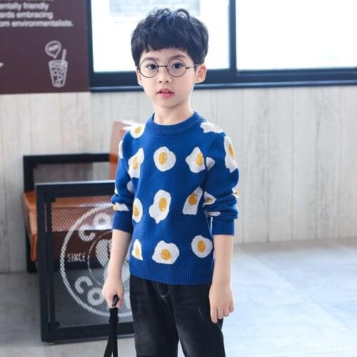 Egg Knitting Spring Autumn Winter Sweater Baby Boys Kids Childrens Warm Plus Velvet Thicken Top High Quality