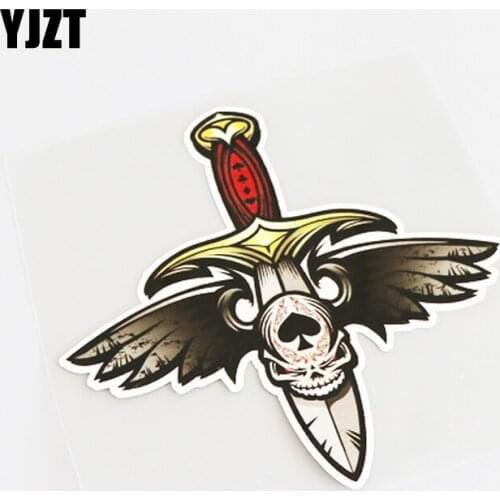 YJZT 14CM*14CM Creative A Feathered Sword Car-styling PVC Car Sticker Decal Waterproof 13-1116