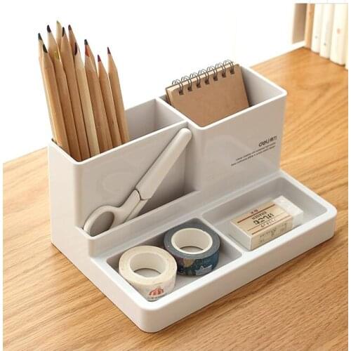 Multifunctional Pen Holder Creative Fashion Stationery Pen Rubber Eraser Pocket Debris Office Desk Storage Box 0465