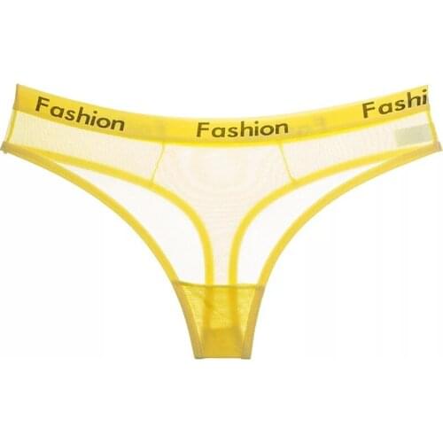 Sports Thong Feminine Sense Seamless Fitness Invisible Low-Waist Transparent Mesh T-Pants Cotton Bottom Crotch Panties