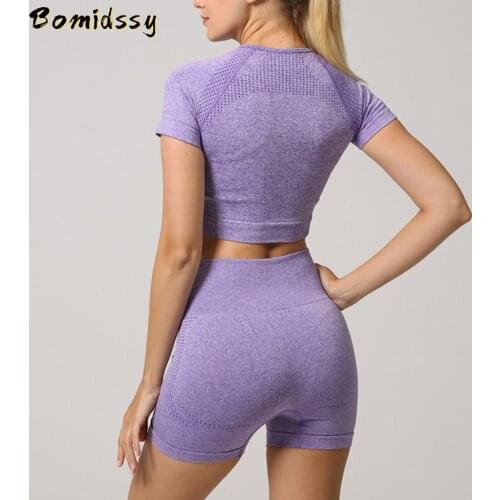 Womens Summer Seamless Sports Bra Fitness T-Shirt Gym Workout Shorts High Waist Leggings Outdoor Running Suit Yoga Clothing