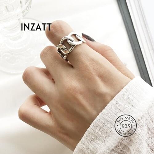 INZATT Real 925 Sterling Silver Minimalist Hollow Chain Ring For Charming Women Party Hophip Fine Jewelry 2019 Accessories Gift