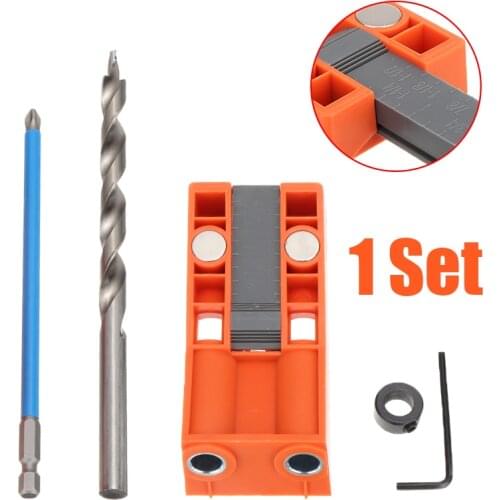 5pcs Pocket Hole Jig Kit Woodworking Mini Hole Screw Joint Tool W/Step Drill Bit Location Drilling Hole Joint Guide Tool Set