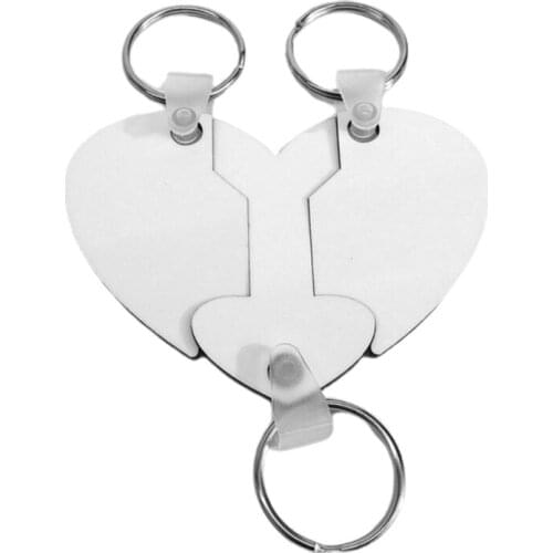 10 Sets Sublimation Heart Shaped Blanks MDF Board Thermal Transfer Keychain Ring