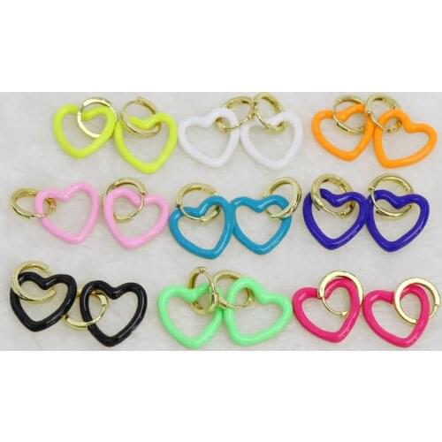 10 Pairs Heart earrings Enamel earring high quality Heart Fashion Dangle earrings jewelry hoop earrings for women 51487