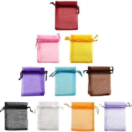 7*9cm 100Pcs Organza Bag Jewelry Tulle Drawstring Bag Jewelry Packaging Display & Jewelry Pouches Wedding Gift