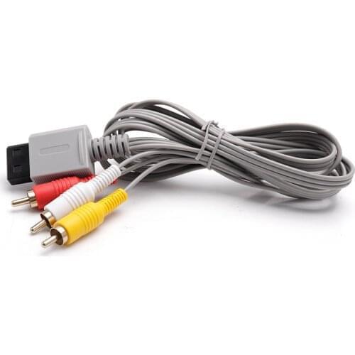 1000pcs lots Top quality 1.8m Audio Video AV Cable Game Console Composite 3 RCA Video Cable for Nintendo Wii