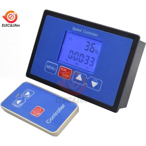 12V 24V 36V 48V 30A PWM DC Motor Speed Controller Timing Remote Control LCD Smart Digital Display 0~100% Tachometer Adjustable