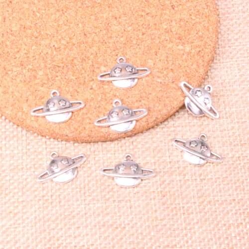 30pcs Antique Silver Plated saturn planet spark star Charms Pendants Fit Jewelry Making Findings Accessories 13*17mm