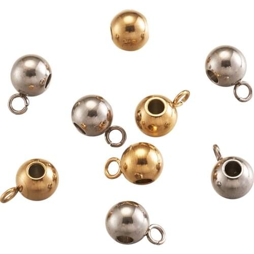 304 Stainless Steel Hanger Links Rondelle Bail Beads for Jewelry Making DIY Golden Steel Color 9x5x6mm, Hole: 2mm 200pcs