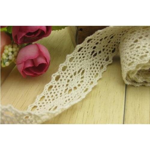 5pack Diy Handmade Patchwork Cotton Material Cotton Lace Ribbon Beige Color Cotton Lace TRIM cotton lace 190yard/set