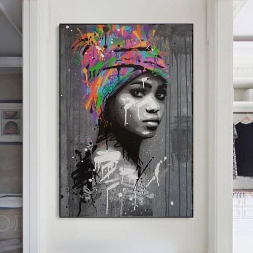 African Woman Canvas Art Paintings on the Wall Art Posters And Prints Graffiti Art Abstract Black Woman Art Pictures Home Decor