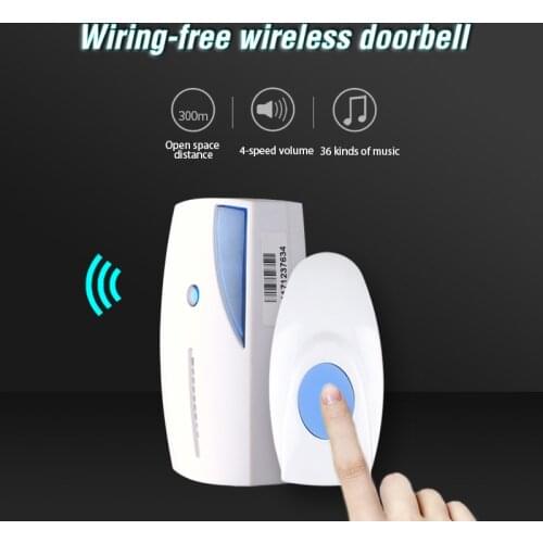 300 Meter Smart Wireless Home Security Doorbells Long Range Remote Control Doorbell 36 Chime Home Cordless Portable Door bell