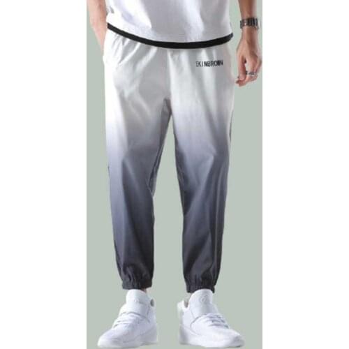 Summer Korea Blue and White Gradient Casual Trousers Men Hip Hop Streetwear Nine Points Feet Pants Harajuku Baggy Joggers Pants