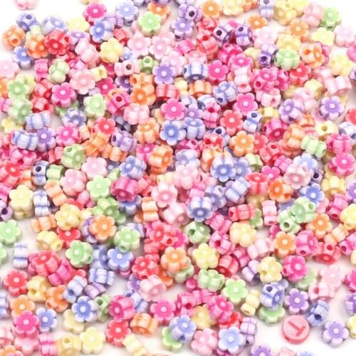 100Pcs Mixed Flowers Acrylic Beads 7x4mm For Jewellery Marking Loose Spacer Beads Bracelet Necklace Charm Jewelry Finding