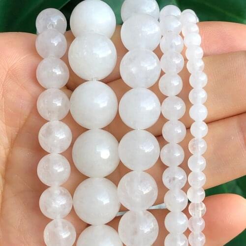 AAA+ Natural Stone White Jades Chalcedony Beads Round Loose Spacer Beads For Jewelry Making 4/6/8/10mm DIY Bracelet Necklace