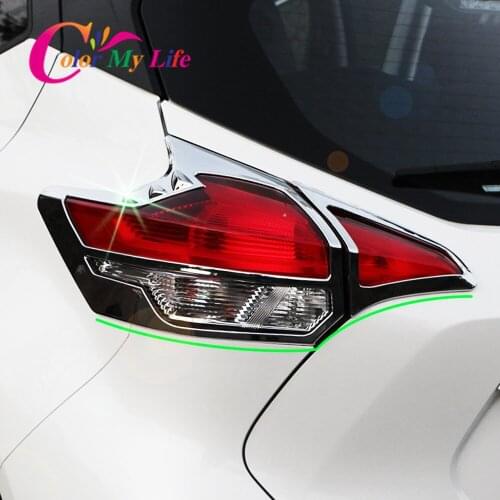 Color My Life 4Pcs/Set ABS Chrome Car Rear Lights Cover Back Lamps Trim for Nissan Kicks 2017 2018 2019 2020 2021 Accessories
