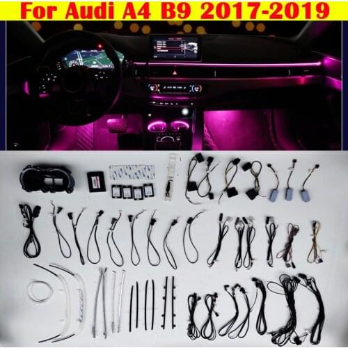 For Audi A4 B9 2017-2019 Decorative Ambient Light Dashboard instrument 30 Colors LED Atmosphere Lamp illuminated Strip