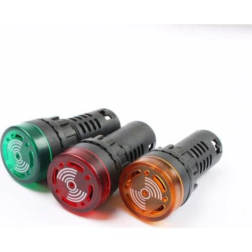 20pcs/ lot AD16-22SM 22mm 12V 24V 110V 220V Flash Signal Light Red warning Buzzer Beep Alarm industrial plastic Indicator switch