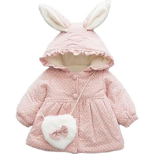 2019 Cute Cartoon Thicken Fleece Warm Jacket Winter Baby Girls Ruffle Hooded Coat Kids Outerwear Princess Coat