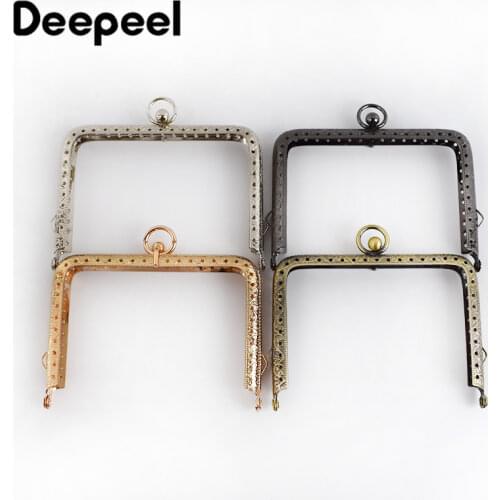 10pcs Deepeel 11/13CM Embossed Metal Square Bag Handles Sewing Brackets Purse Frame Kiss Clasp Luggage Hardware DIY Accessory