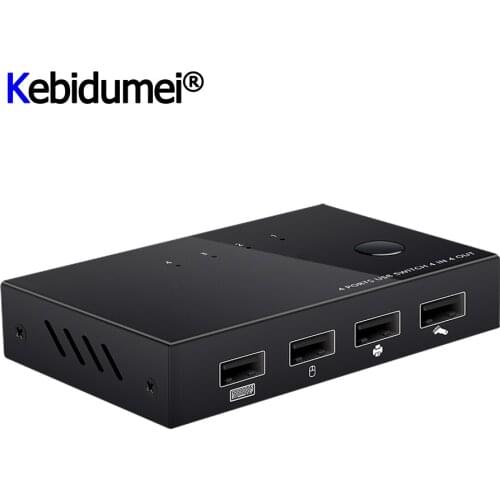 USB 2.0 KVM Switch Box 4 Port Video Display USB Switch KVM Switcher Splitter Box For 4 PC Sharing Printer Keyboard Mouse KVM