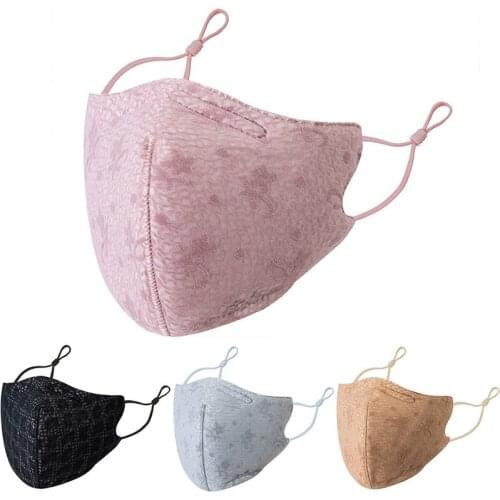 Adult Washable Lace Flower Adjustable Cotton Breathable Dust Cotton Mask New Design Fabric Mask For Mouth Reusable Cycling Mask
