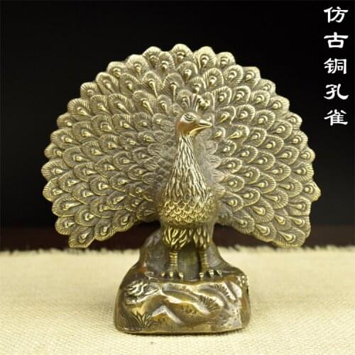 The copper ornaments Cast Brass Antique Old peacock peacock beautiful peacock bronze crafts copper trumpet