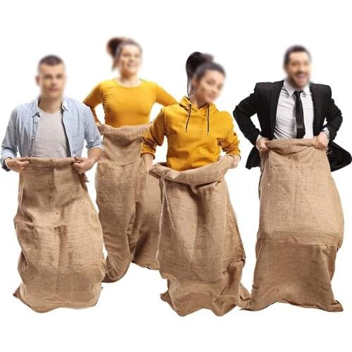 2 In 1 Burlap Bags Large Race Bags Potato Sack Games Equipment Lawn Family Adults Children Team Party Game Linen Storage Innate