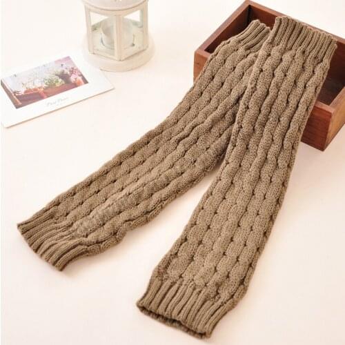 2016 New fashion women solid color knit winter leg warmers good quality winter knit crochet knitted leg warmers legging black