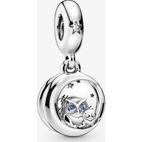 Wholesale 925 Sterling Silver Beads Fit Original Pandora Bracelets Owl Dangle Charm Women DIY Fashion Jewelry