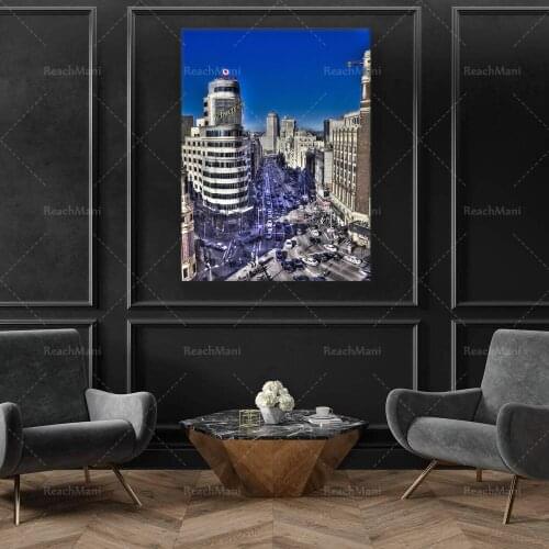 Printed poster Gran Via Madrid, Spain Building Schweppes Madrid, photography travel, Madrid Street, Madrid architecture
