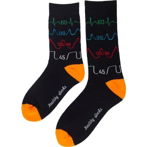 Customized electrocardiogram jacquard health socks Multiple color adult size socks Green sickle socks