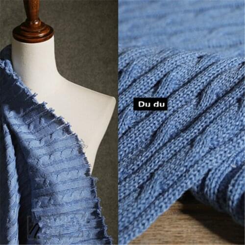 50*90cm Knitting wool Clothing Fabric Shag line Elastic Thick Hair braid Twisted rope Shape Sweater Hat Design Fabric DIY
