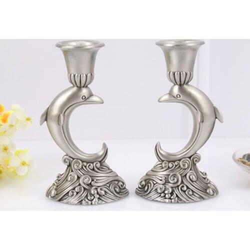 2pcs/pair Dolphin pattern candlestick candle stick holder metal candle holders for home decorations candlestick wedding ZT133