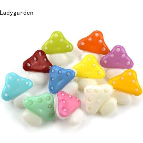 100PCS Mixed Buttons Resin Mushroom Shape Apparel Sewing Button for Kids Clothes Scrapbooking Decor Handicraft DIY Accessories