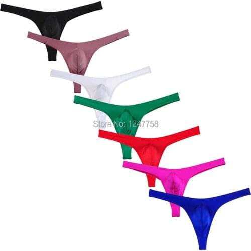 Mens Bikini Thong Underwear Thicken Pants Mini G-String Spandex Pouch T-Back Sissy Panties Tanga