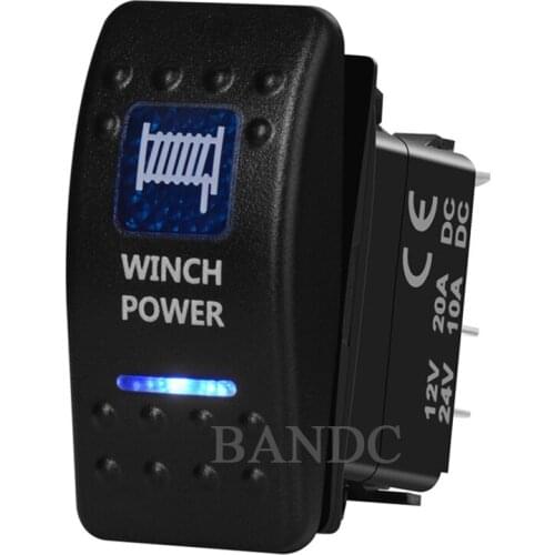 WINCH POWER Rocker Switch 5P On-Off Dual Blue Led Lamp for Car Boat Marine Vehicle Yacht Ship, Waterproof, Switch Accessories