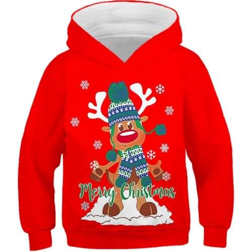 Sweater Santa Claus Christmas Childrens Hoodie Boys Long-Sleeved Girls 3D Printed Autumn Winter Coat Fashion Festival Clothing