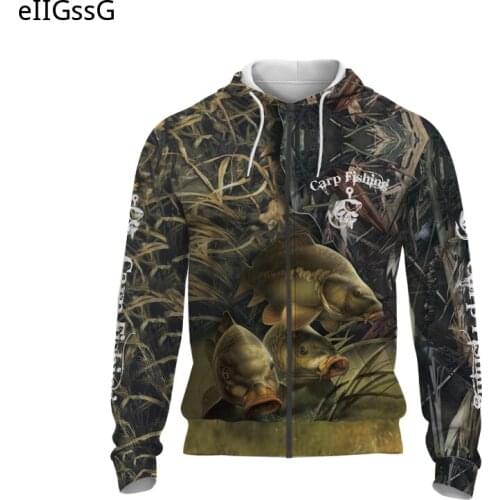 Carp Fishing Hoodies Animal Hunting 3D Printed Sweatshirt Men Women Fashion Zipper Hoodie Harajuku Streetwear Camouflage Jackets