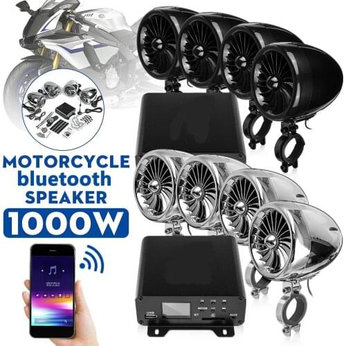 1000W Amplifier 4 Speakers Waterproof bluetooth Stereo Audio System For ATV UTV Motorcycle Electric Bike Marine Boat