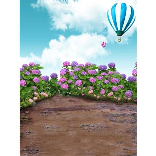 White clouds balloon photo background vinyl hydrangea outdoor photography backdrops for kids photo studio kits photophone S-1953