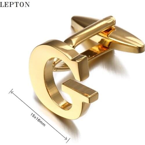 Lepton Hot Letters G Cufflinks For Men High Polishing Stainless Steel CuffLinks Man Shirt Cuffs Cuff links Relojes Gemelos