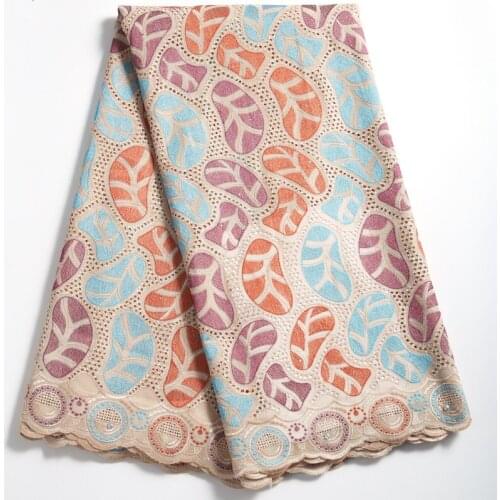 Zhenguiru New Arrival African Fabric Cotton Embroidery Swiss Voile Fabric Bright Diamond Nigerian Fabric For Wedding Dress A2279